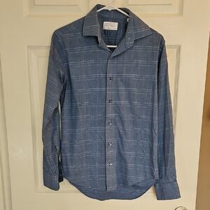 Lorenzo Uomo Blue Casual Button Down Shirt